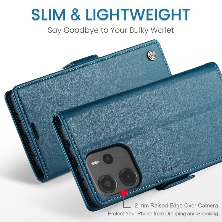 For Redmi Note 14 4G 163.25mm CaseMe 023 Butterfly Buckle Litchi Texture RFID Anti-theft Leather Phone Case