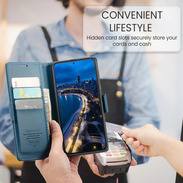 For Redmi Note 14 4G 163.25mm CaseMe 023 Butterfly Buckle Litchi Texture RFID Anti-theft Leather Phone Case