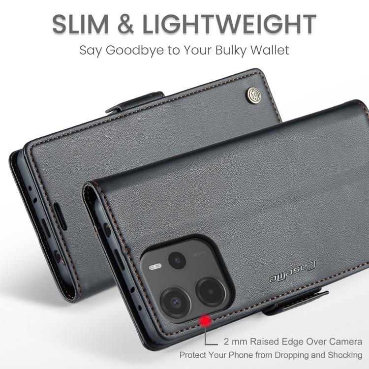 For Redmi Note 14 4G 163.25mm CaseMe 023 Butterfly Buckle Litchi Texture RFID Anti-theft Leather Phone Case