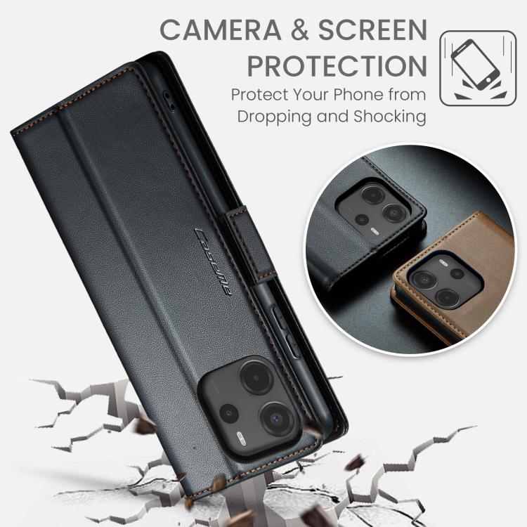 For Redmi Note 14 4G 163.25mm CaseMe 023 Butterfly Buckle Litchi Texture RFID Anti-theft Leather Phone Case