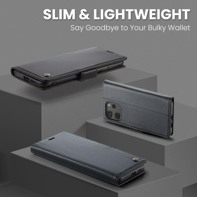 For Redmi Note 14 4G 163.25mm CaseMe 023 Butterfly Buckle Litchi Texture RFID Anti-theft Leather Phone Case