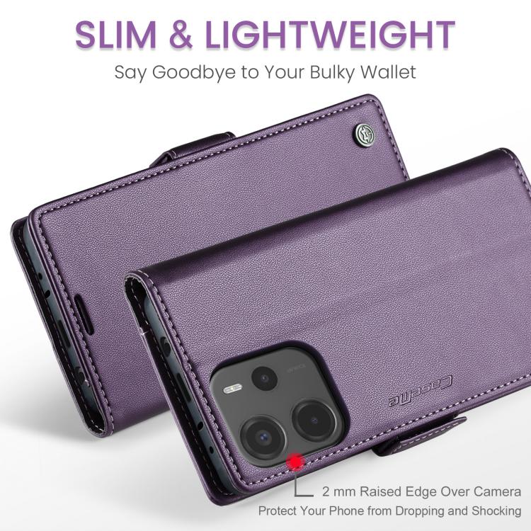 For Redmi Note 14 4G 163.25mm CaseMe 023 Butterfly Buckle Litchi Texture RFID Anti-theft Leather Phone Case