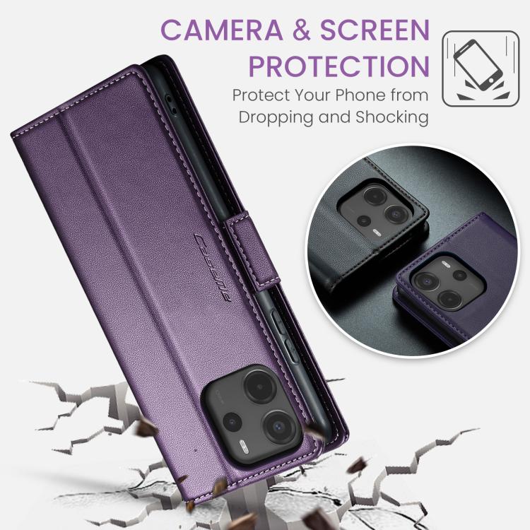 For Redmi Note 14 4G 163.25mm CaseMe 023 Butterfly Buckle Litchi Texture RFID Anti-theft Leather Phone Case