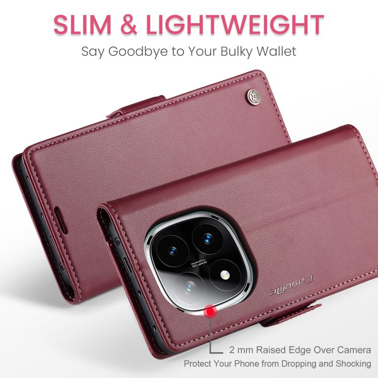 For Redmi Note 14 Pro 4G CaseMe 023 Butterfly Buckle Litchi Texture RFID Anti-theft Leather Phone Case