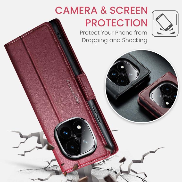 For Redmi Note 14 Pro 4G CaseMe 023 Butterfly Buckle Litchi Texture RFID Anti-theft Leather Phone Case