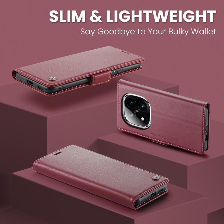 For Redmi Note 14 Pro 4G CaseMe 023 Butterfly Buckle Litchi Texture RFID Anti-theft Leather Phone Case