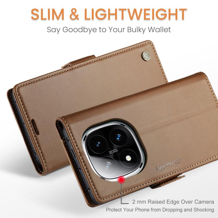 For Redmi Note 14 Pro 4G CaseMe 023 Butterfly Buckle Litchi Texture RFID Anti-theft Leather Phone Case