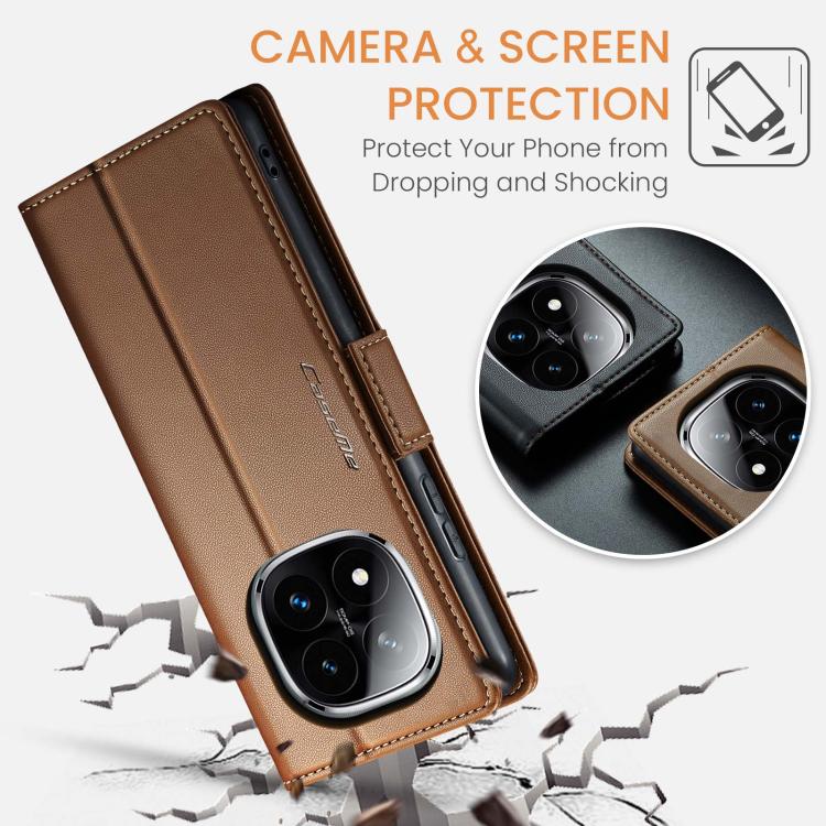 For Redmi Note 14 Pro 4G CaseMe 023 Butterfly Buckle Litchi Texture RFID Anti-theft Leather Phone Case