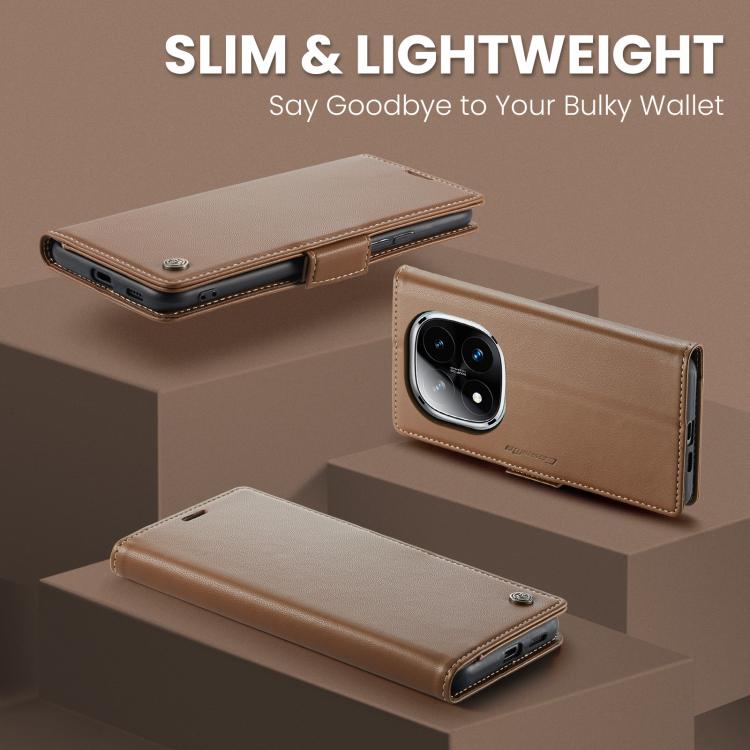 For Redmi Note 14 Pro 4G CaseMe 023 Butterfly Buckle Litchi Texture RFID Anti-theft Leather Phone Case