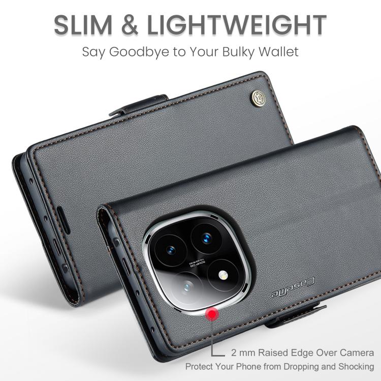 For Redmi Note 14 Pro 4G CaseMe 023 Butterfly Buckle Litchi Texture RFID Anti-theft Leather Phone Case