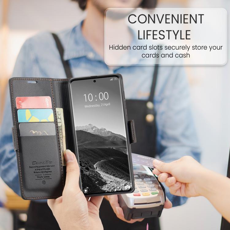 For Redmi Note 14 Pro 4G CaseMe 023 Butterfly Buckle Litchi Texture RFID Anti-theft Leather Phone Case