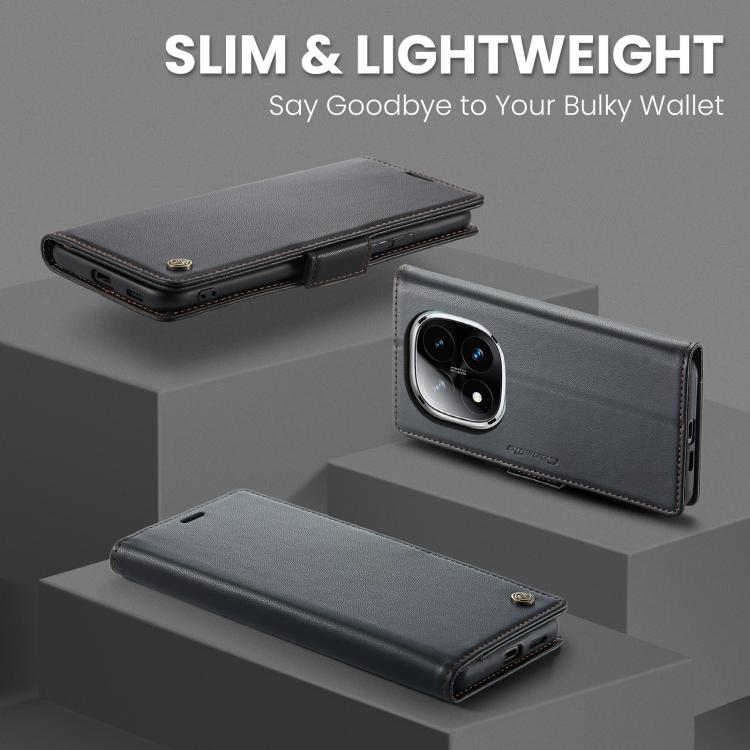 For Redmi Note 14 Pro 4G CaseMe 023 Butterfly Buckle Litchi Texture RFID Anti-theft Leather Phone Case