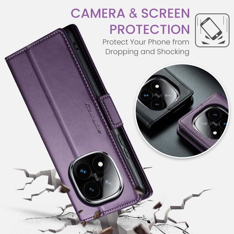 For Redmi Note 14 Pro 4G CaseMe 023 Butterfly Buckle Litchi Texture RFID Anti-theft Leather Phone Case