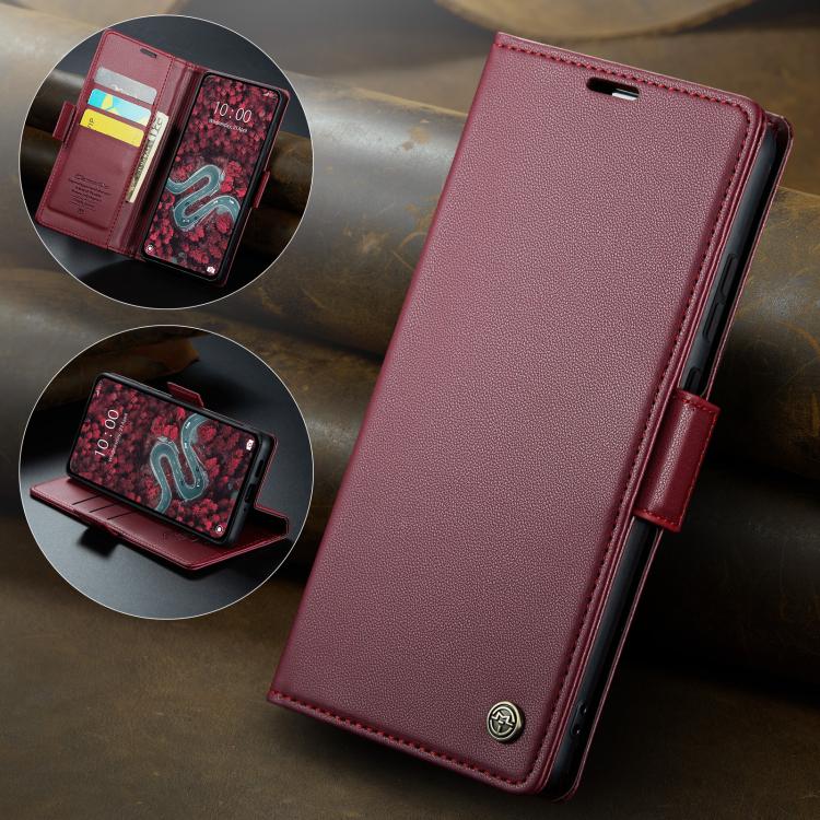 For Xiaomi Poco F7 Pro / F7 Ultra CaseMe 023 Butterfly Buckle Litchi Texture RFID Anti-theft Leather Phone Case