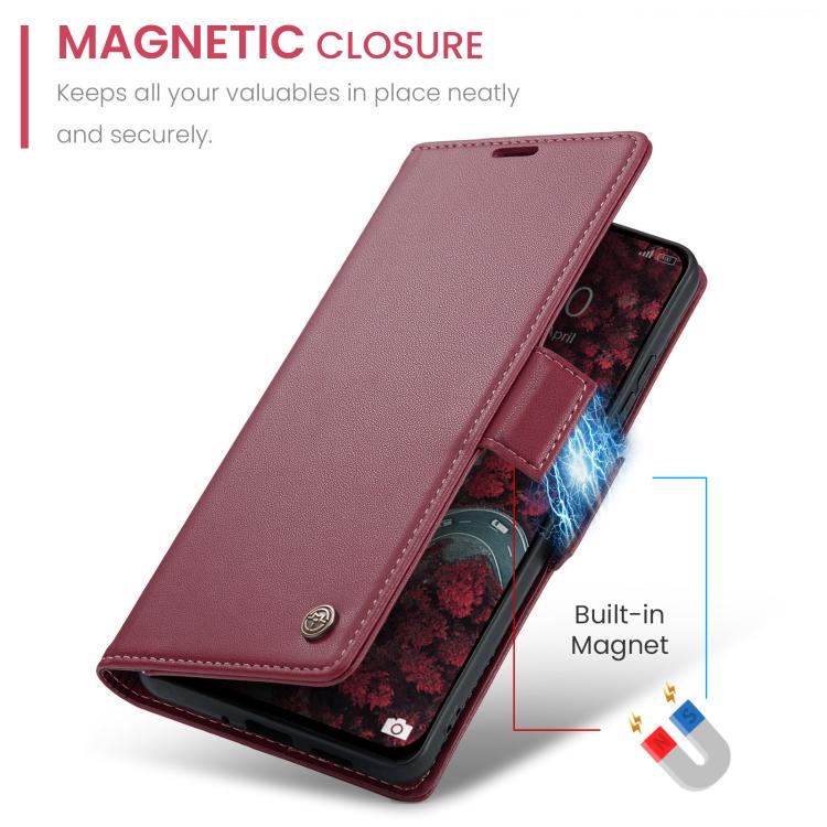 For Xiaomi Poco F7 Pro / F7 Ultra CaseMe 023 Butterfly Buckle Litchi Texture RFID Anti-theft Leather Phone Case
