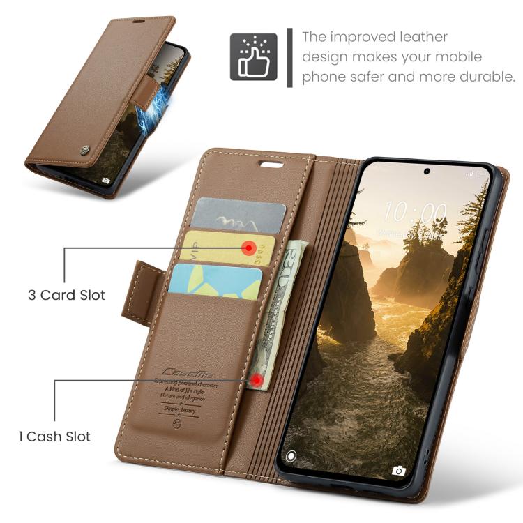 For Xiaomi Poco F7 Pro / F7 Ultra CaseMe 023 Butterfly Buckle Litchi Texture RFID Anti-theft Leather Phone Case