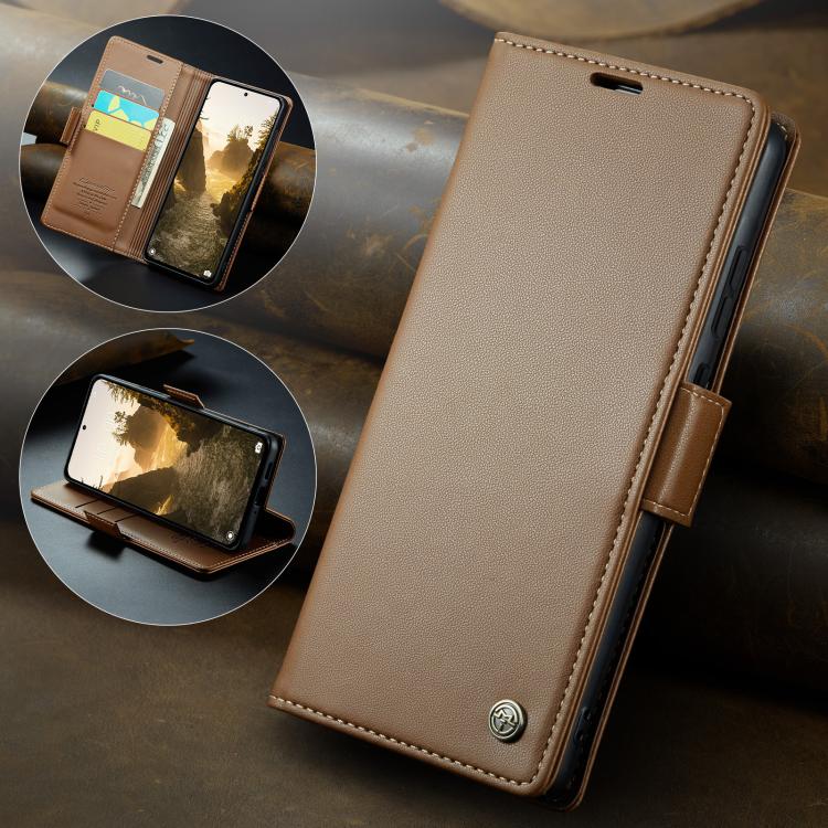 For Xiaomi Poco F7 Pro / F7 Ultra CaseMe 023 Butterfly Buckle Litchi Texture RFID Anti-theft Leather Phone Case