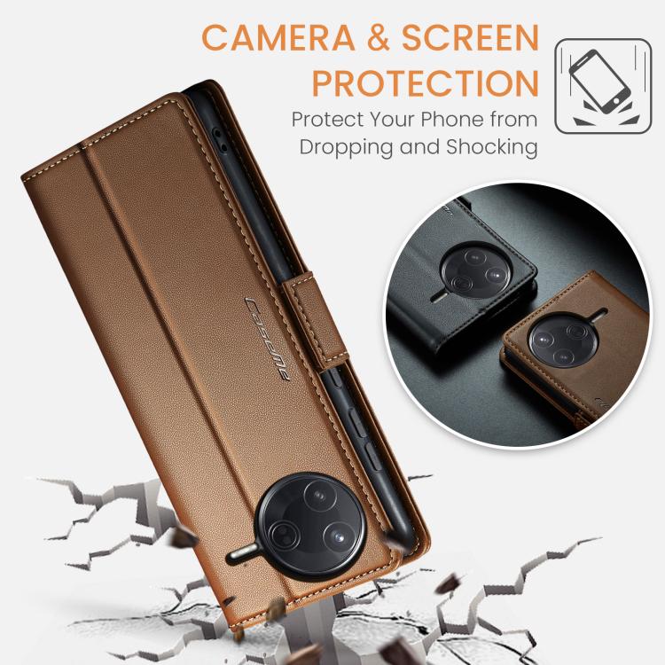 For Xiaomi Poco F7 Pro / F7 Ultra CaseMe 023 Butterfly Buckle Litchi Texture RFID Anti-theft Leather Phone Case