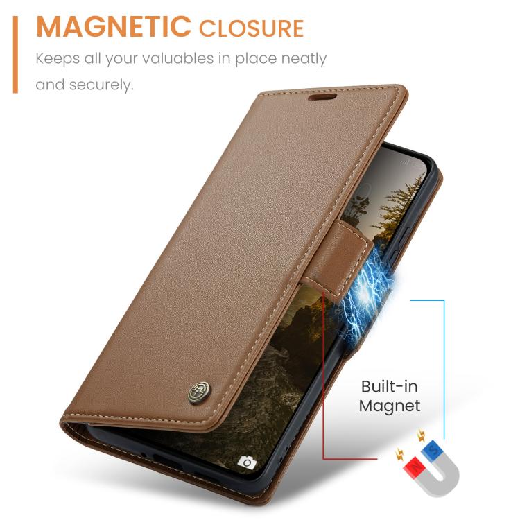 For Xiaomi Poco F7 Pro / F7 Ultra CaseMe 023 Butterfly Buckle Litchi Texture RFID Anti-theft Leather Phone Case
