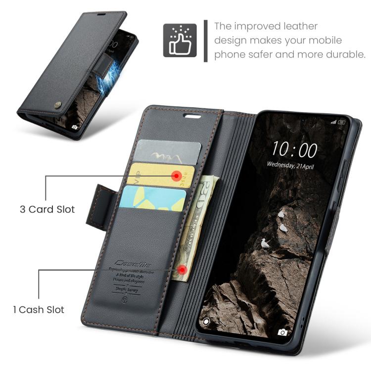 For Xiaomi Poco F7 Pro / F7 Ultra CaseMe 023 Butterfly Buckle Litchi Texture RFID Anti-theft Leather Phone Case