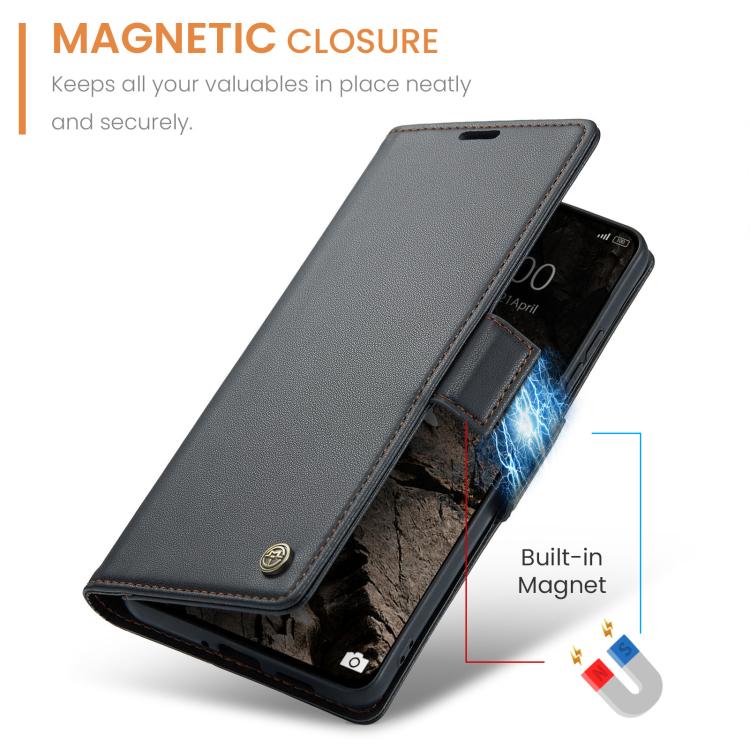 For Xiaomi Poco F7 Pro / F7 Ultra CaseMe 023 Butterfly Buckle Litchi Texture RFID Anti-theft Leather Phone Case