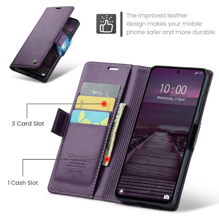 For Xiaomi Poco F7 Pro / F7 Ultra CaseMe 023 Butterfly Buckle Litchi Texture RFID Anti-theft Leather Phone Case