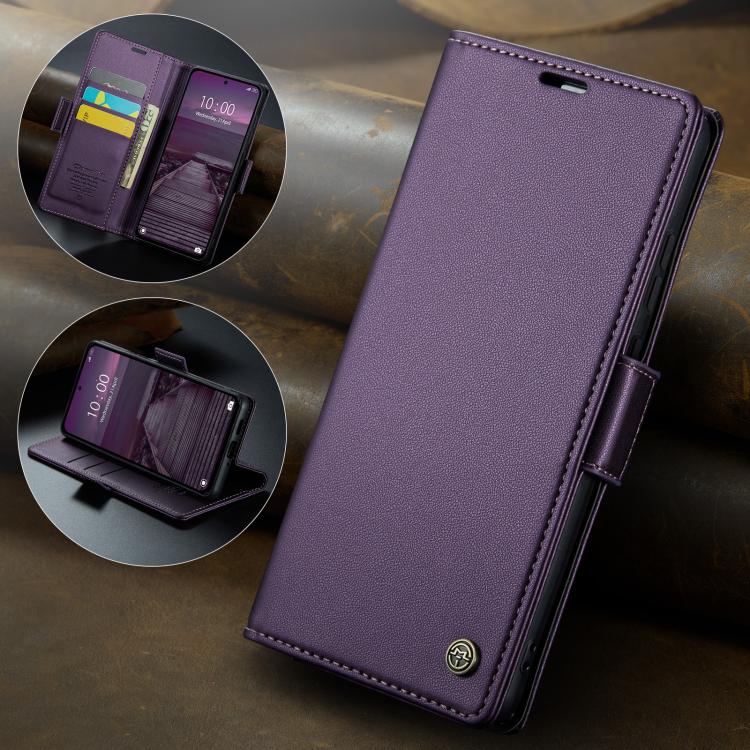 For Xiaomi Poco F7 Pro / F7 Ultra CaseMe 023 Butterfly Buckle Litchi Texture RFID Anti-theft Leather Phone Case