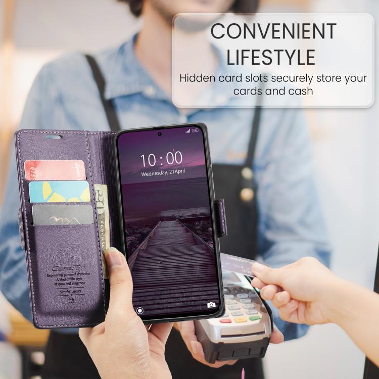 For Xiaomi Poco F7 Pro / F7 Ultra CaseMe 023 Butterfly Buckle Litchi Texture RFID Anti-theft Leather Phone Case