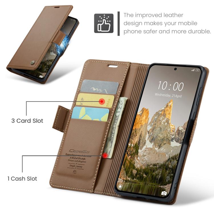 For Xiaomi 15T CaseMe 023 Butterfly Buckle Litchi Texture RFID Anti-theft Leather Phone Case