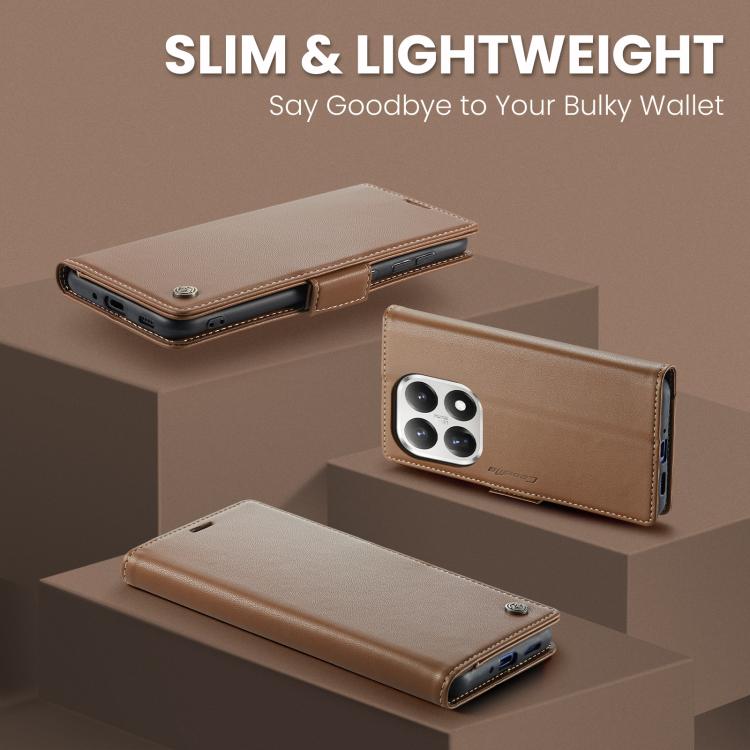 For Xiaomi 15T CaseMe 023 Butterfly Buckle Litchi Texture RFID Anti-theft Leather Phone Case