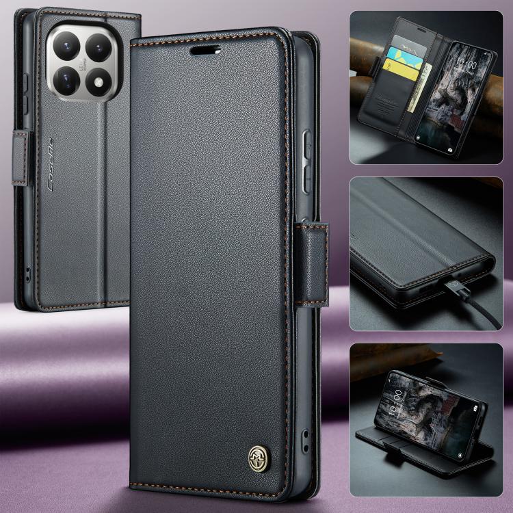For Xiaomi 15T CaseMe 023 Butterfly Buckle Litchi Texture RFID Anti-theft Leather Phone Case