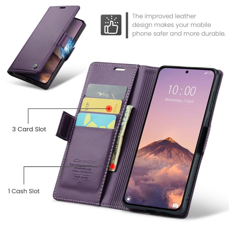 For Xiaomi 15T CaseMe 023 Butterfly Buckle Litchi Texture RFID Anti-theft Leather Phone Case