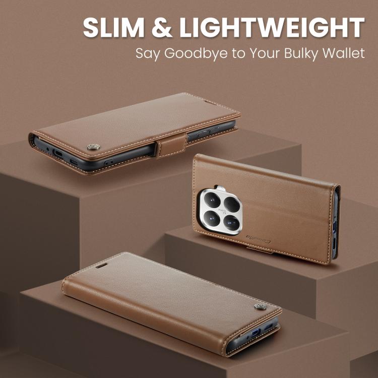 For Xiaomi 15T Pro CaseMe 023 Butterfly Buckle Litchi Texture RFID Anti-theft Leather Phone Case