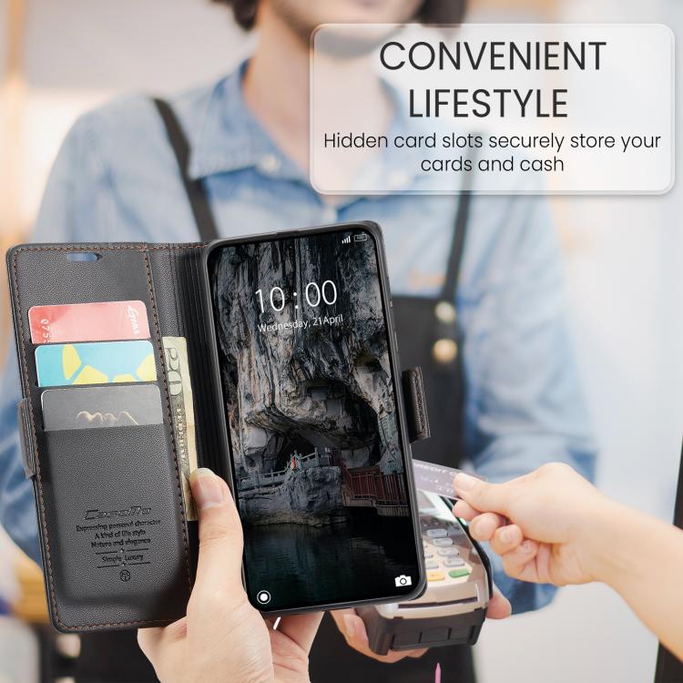 For Xiaomi 15T Pro CaseMe 023 Butterfly Buckle Litchi Texture RFID Anti-theft Leather Phone Case