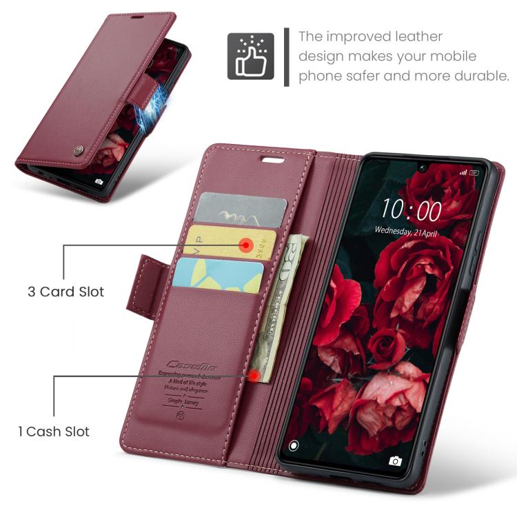 For Redmi 15C 5G / 4G EU 173mm CaseMe 023 Butterfly Buckle Litchi Texture RFID Anti-theft Leather Phone Case