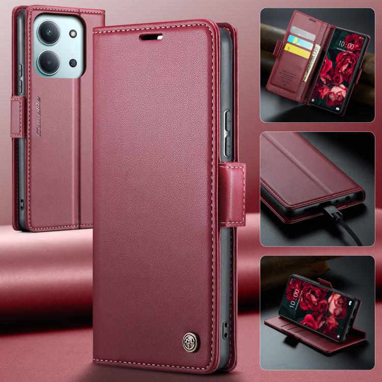For Redmi 15C 5G / 4G EU 173mm CaseMe 023 Butterfly Buckle Litchi Texture RFID Anti-theft Leather Phone Case