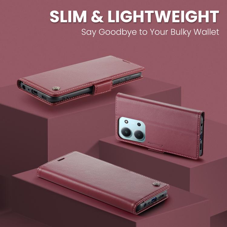For Redmi 15C 5G / 4G EU 173mm CaseMe 023 Butterfly Buckle Litchi Texture RFID Anti-theft Leather Phone Case