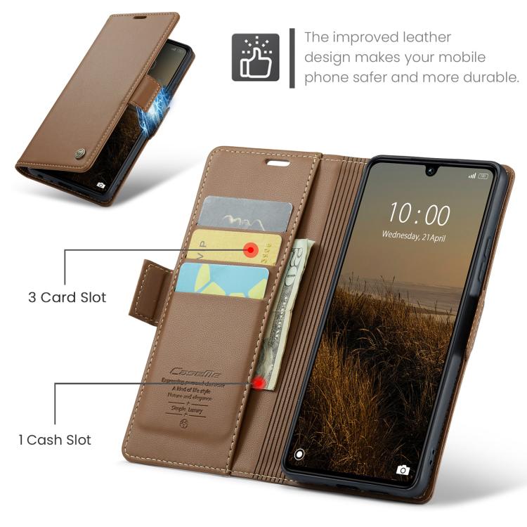 For Redmi 15C 5G / 4G EU 173mm CaseMe 023 Butterfly Buckle Litchi Texture RFID Anti-theft Leather Phone Case