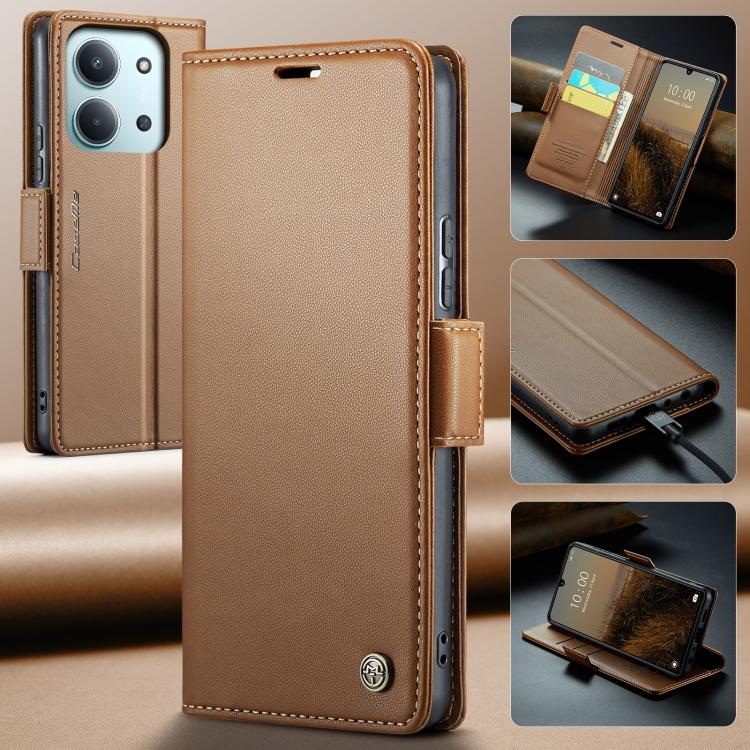 For Redmi 15C 5G / 4G EU 173mm CaseMe 023 Butterfly Buckle Litchi Texture RFID Anti-theft Leather Phone Case