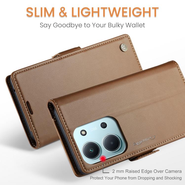 For Redmi 15C 5G / 4G EU 173mm CaseMe 023 Butterfly Buckle Litchi Texture RFID Anti-theft Leather Phone Case