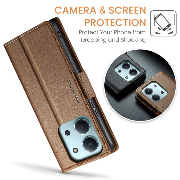 For Redmi 15C 5G / 4G EU 173mm CaseMe 023 Butterfly Buckle Litchi Texture RFID Anti-theft Leather Phone Case