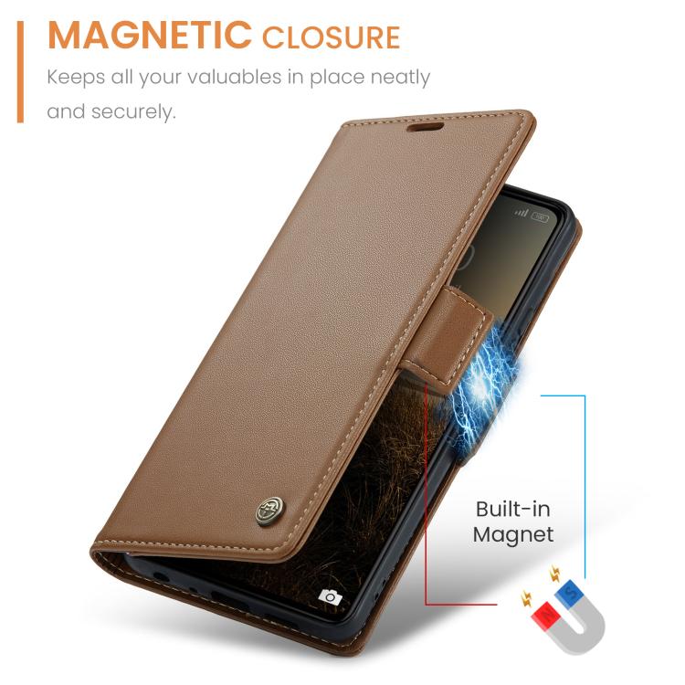 For Redmi 15C 5G / 4G EU 173mm CaseMe 023 Butterfly Buckle Litchi Texture RFID Anti-theft Leather Phone Case