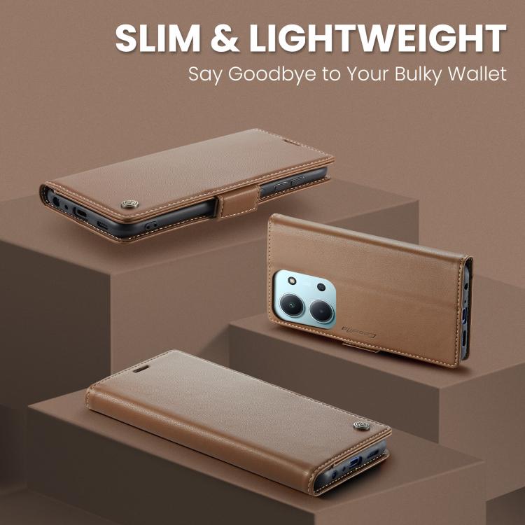 For Redmi 15C 5G / 4G EU 173mm CaseMe 023 Butterfly Buckle Litchi Texture RFID Anti-theft Leather Phone Case