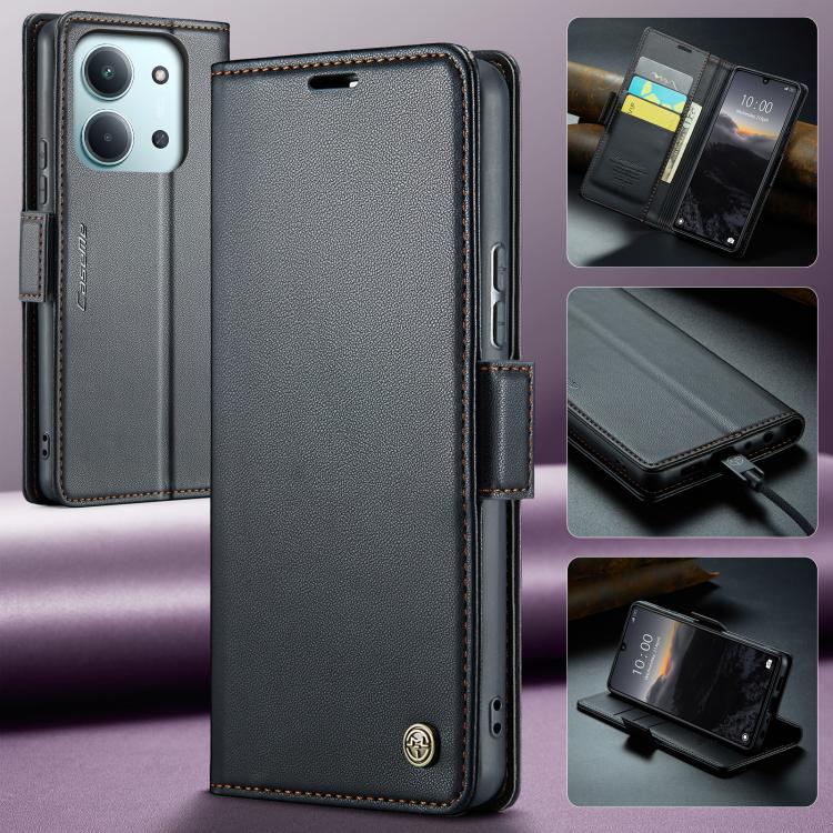 For Redmi 15C 5G / 4G EU 173mm CaseMe 023 Butterfly Buckle Litchi Texture RFID Anti-theft Leather Phone Case
