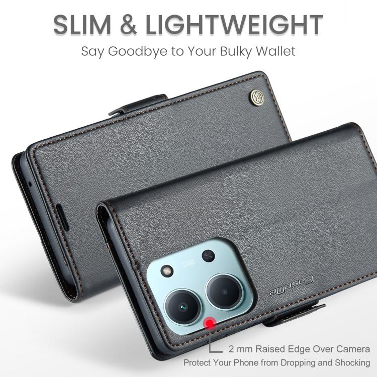For Redmi 15C 5G / 4G EU 173mm CaseMe 023 Butterfly Buckle Litchi Texture RFID Anti-theft Leather Phone Case