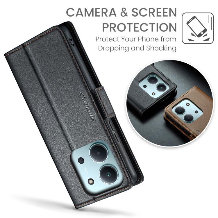 For Redmi 15C 5G / 4G EU 173mm CaseMe 023 Butterfly Buckle Litchi Texture RFID Anti-theft Leather Phone Case