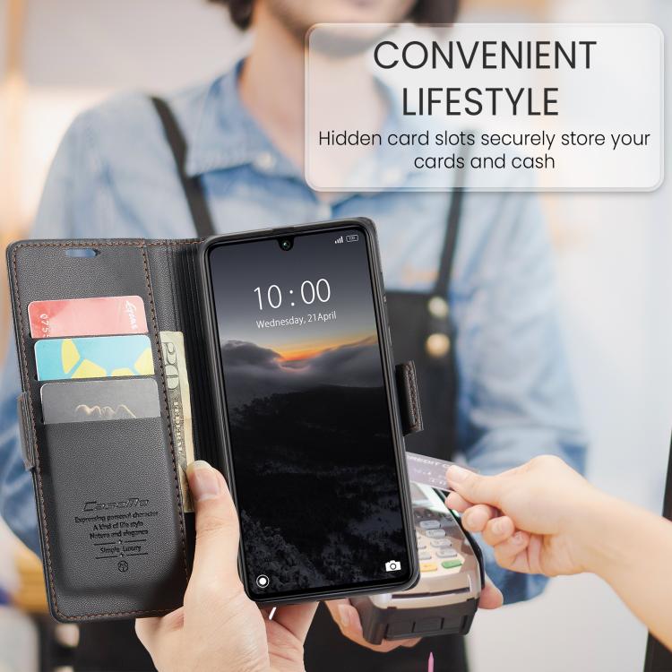 For Redmi 15C 5G / 4G EU 173mm CaseMe 023 Butterfly Buckle Litchi Texture RFID Anti-theft Leather Phone Case