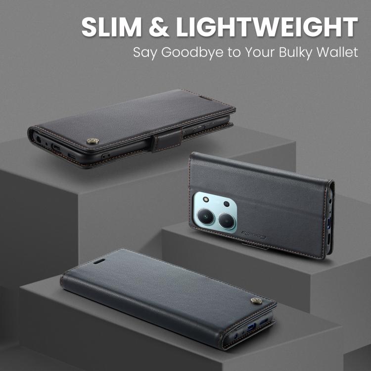 For Redmi 15C 5G / 4G EU 173mm CaseMe 023 Butterfly Buckle Litchi Texture RFID Anti-theft Leather Phone Case