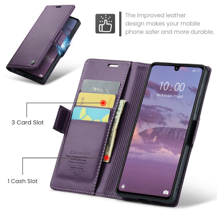 For Redmi 15C 5G / 4G EU 173mm CaseMe 023 Butterfly Buckle Litchi Texture RFID Anti-theft Leather Phone Case