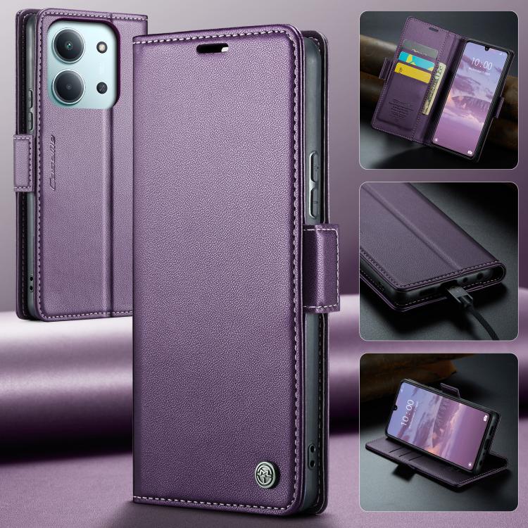 For Redmi 15C 5G / 4G EU 173mm CaseMe 023 Butterfly Buckle Litchi Texture RFID Anti-theft Leather Phone Case